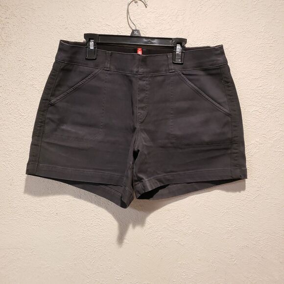 SPANX Women'S Grey Stretch Twill Pull On 6" Shorts Size Large - Picture 1 of 6